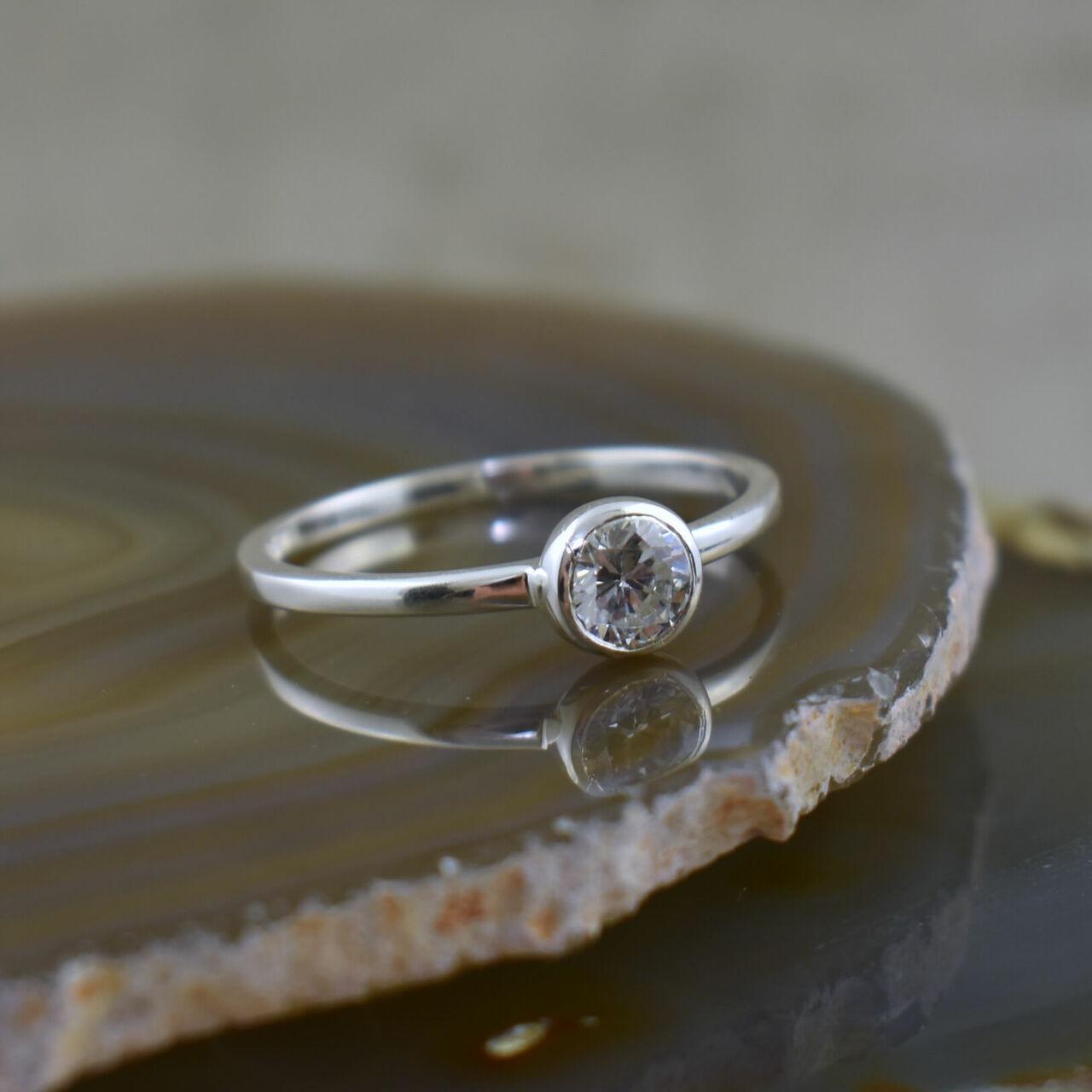 sterling silver ring with CZ stone