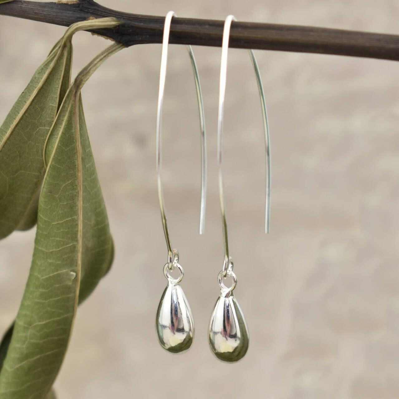 handcrafted .925 sterling silver teardrop earrings on a V hook