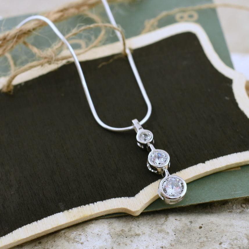 3 stone sterling silver necklace