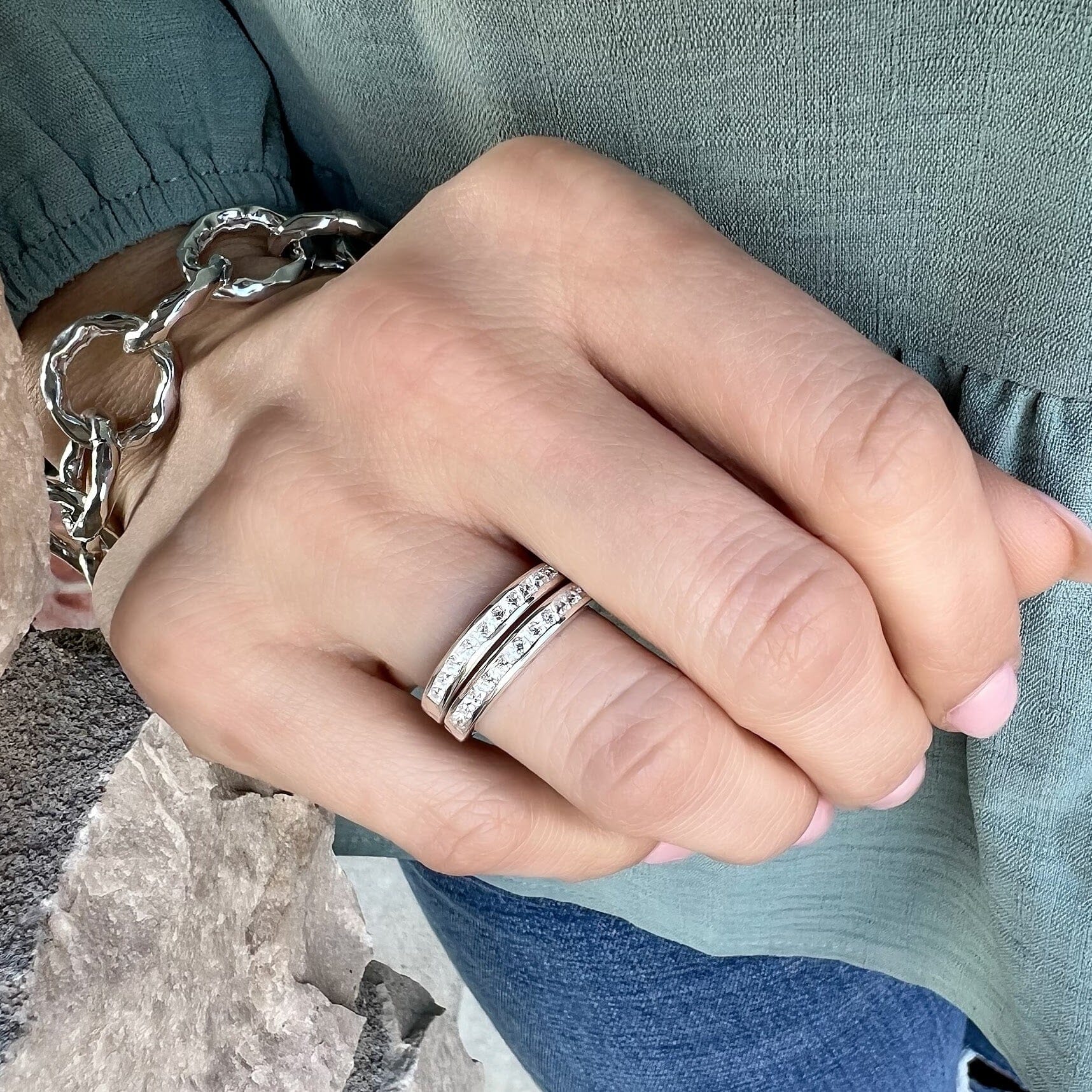 Perfect Addition Ring stacked together
