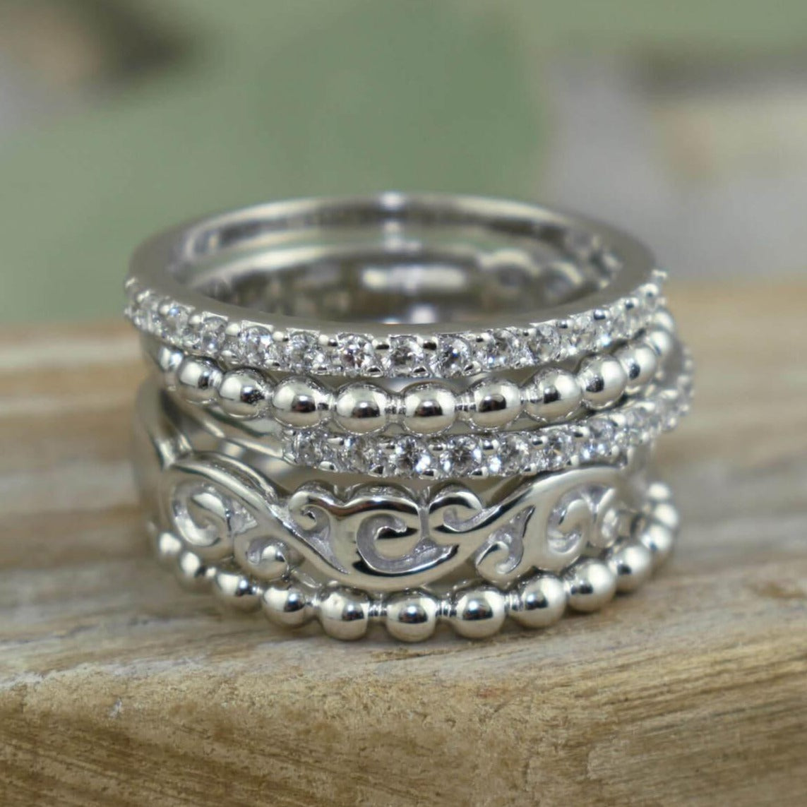 CZ and sterling silver rings 