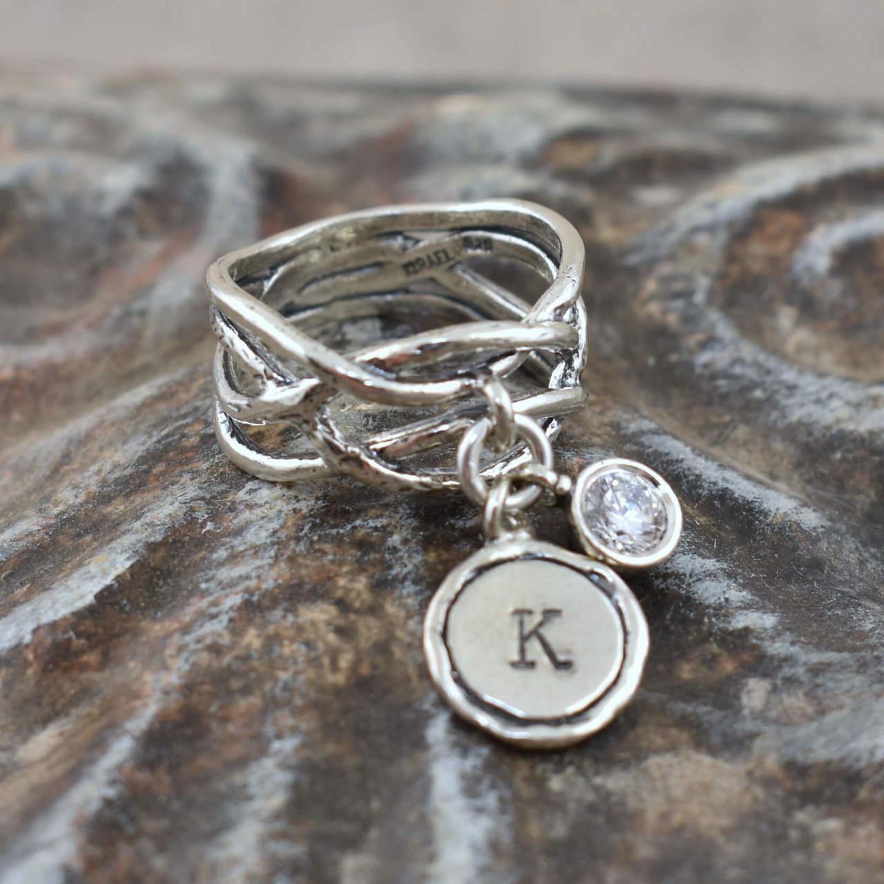 Hand stamped sterling silver ring