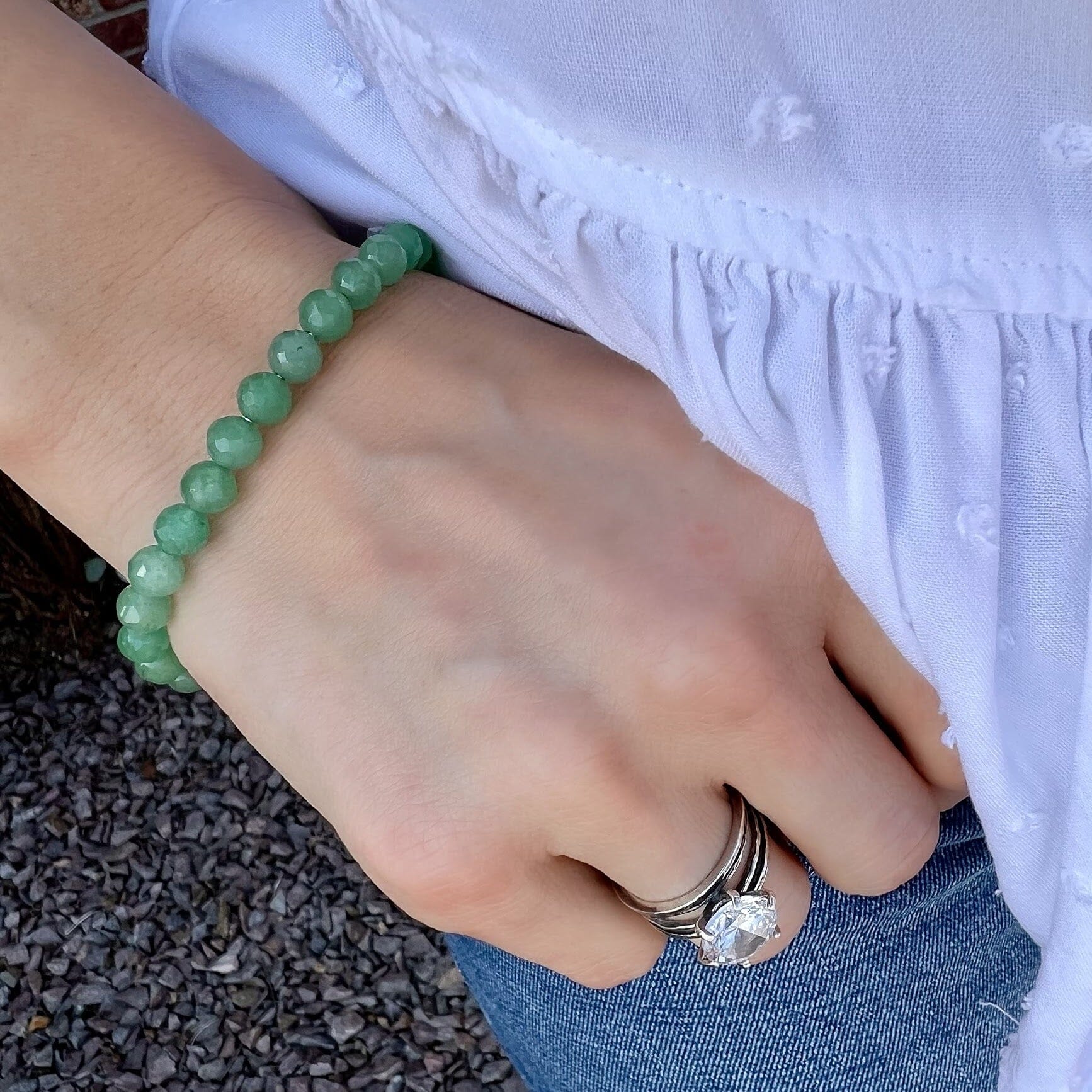Spring Fling Bracelet in aventurine paired with Ooh La La Ring