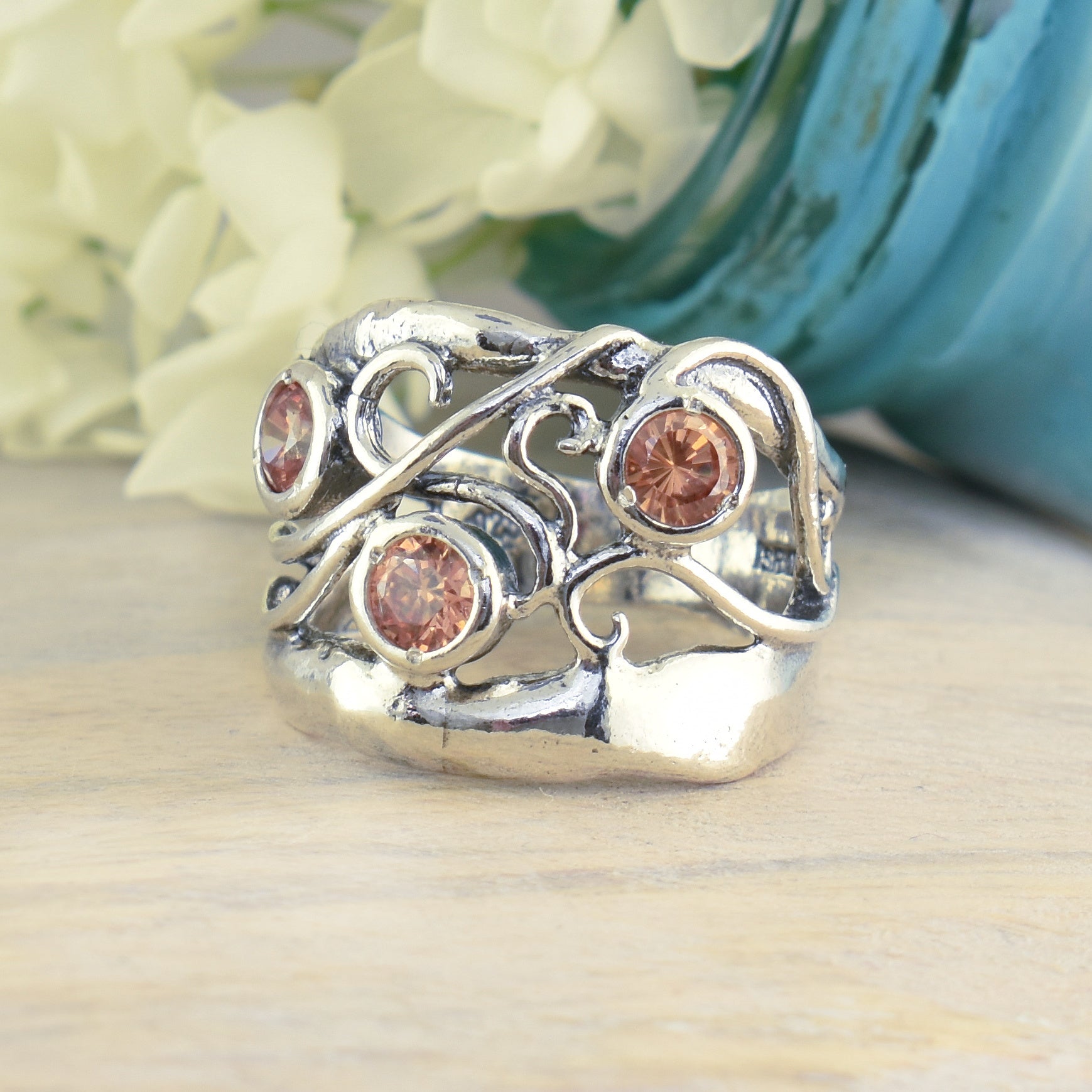 Sunlit Tide Ring in sterling silver and goldenrod cz