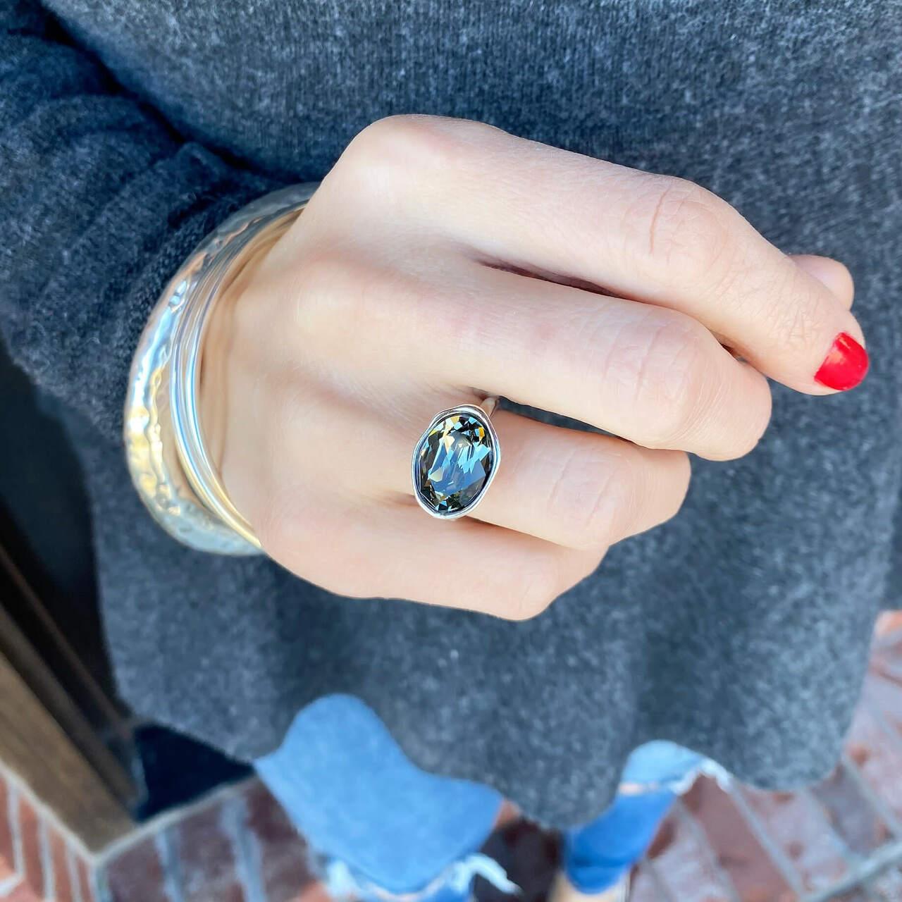 Black Diamond Swarovski Glam Ring