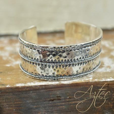 Handcrafted sterling silver cuff bracelet with southwest style