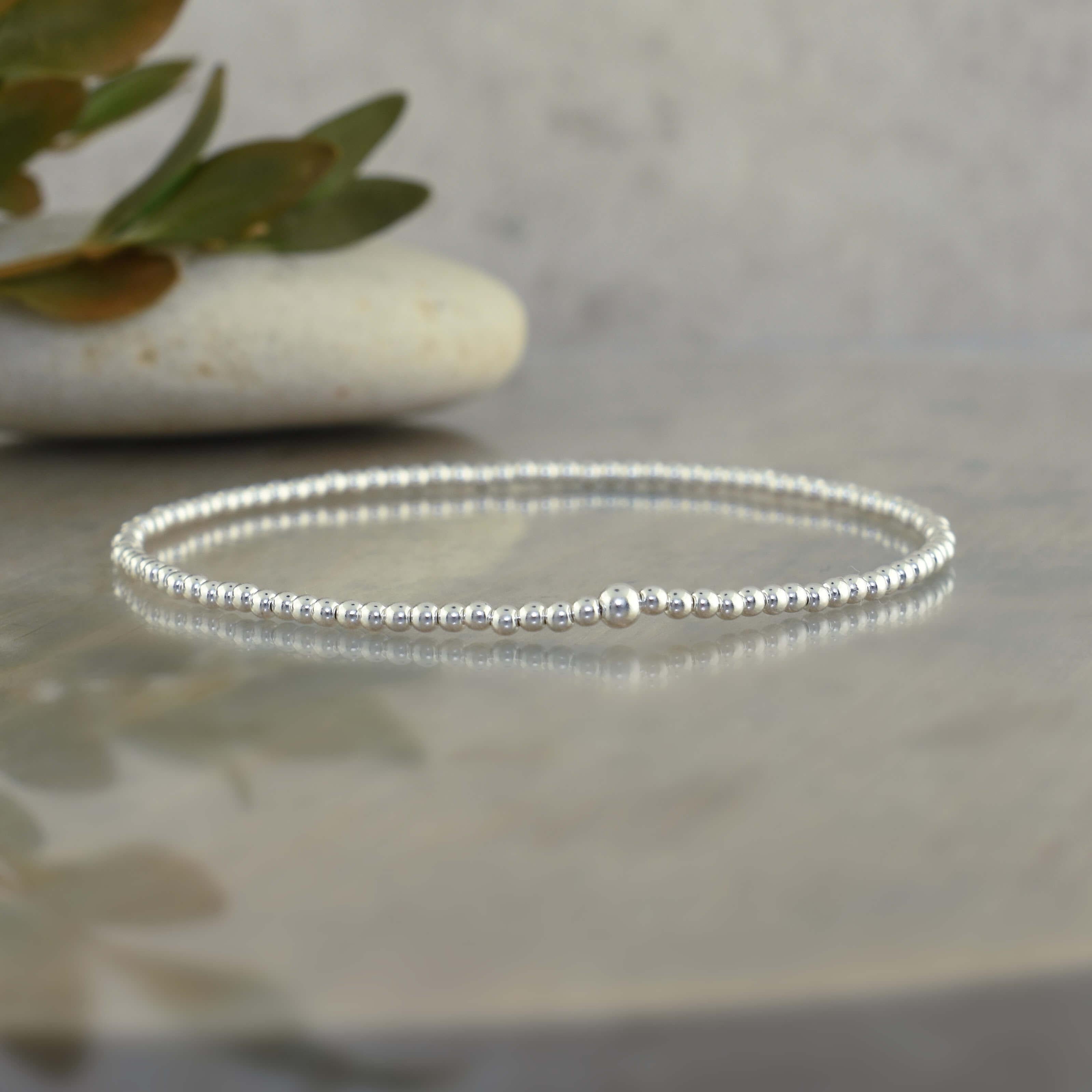Designer beaded bracelet in sterling silver