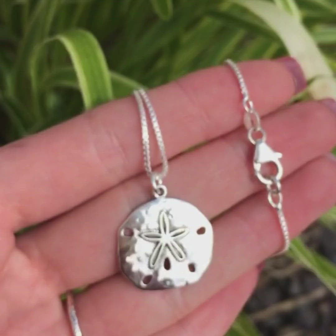 Amazon.com: Sand Dollar Pendant Necklace - 925 Sterling Silver - Hammered  Texture Beach New : Clothing, Shoes & Jewelry