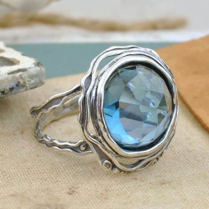 .925 sterling silver blue ring