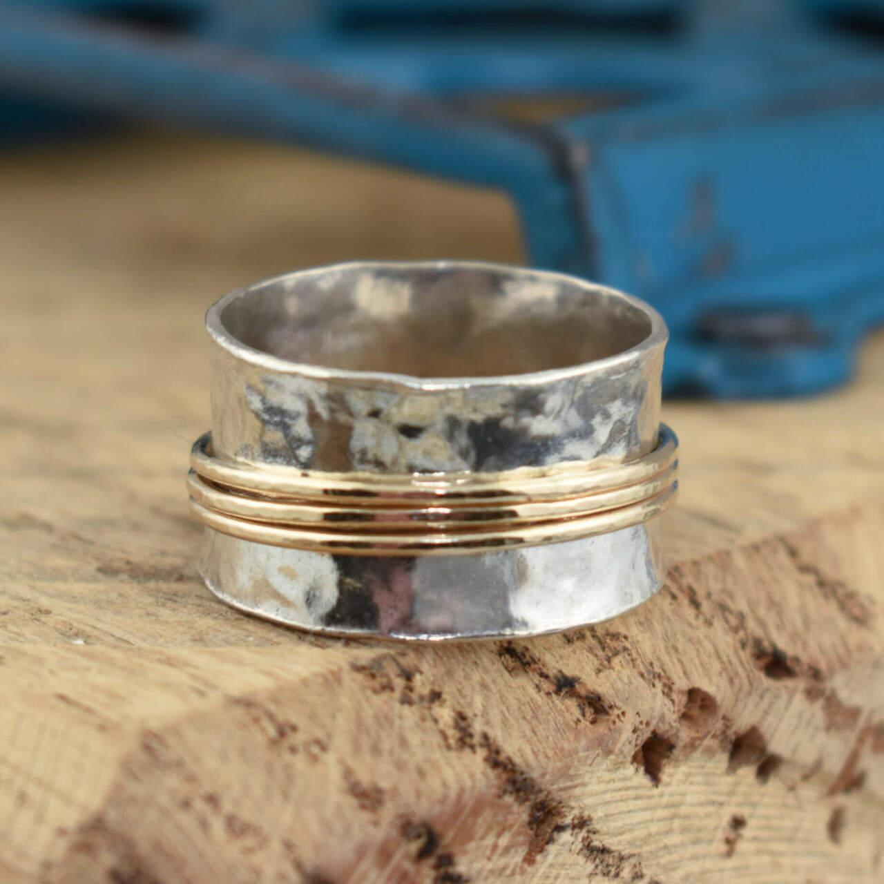 Count Your Blessings Ring with 3 gold-filled spinner bands