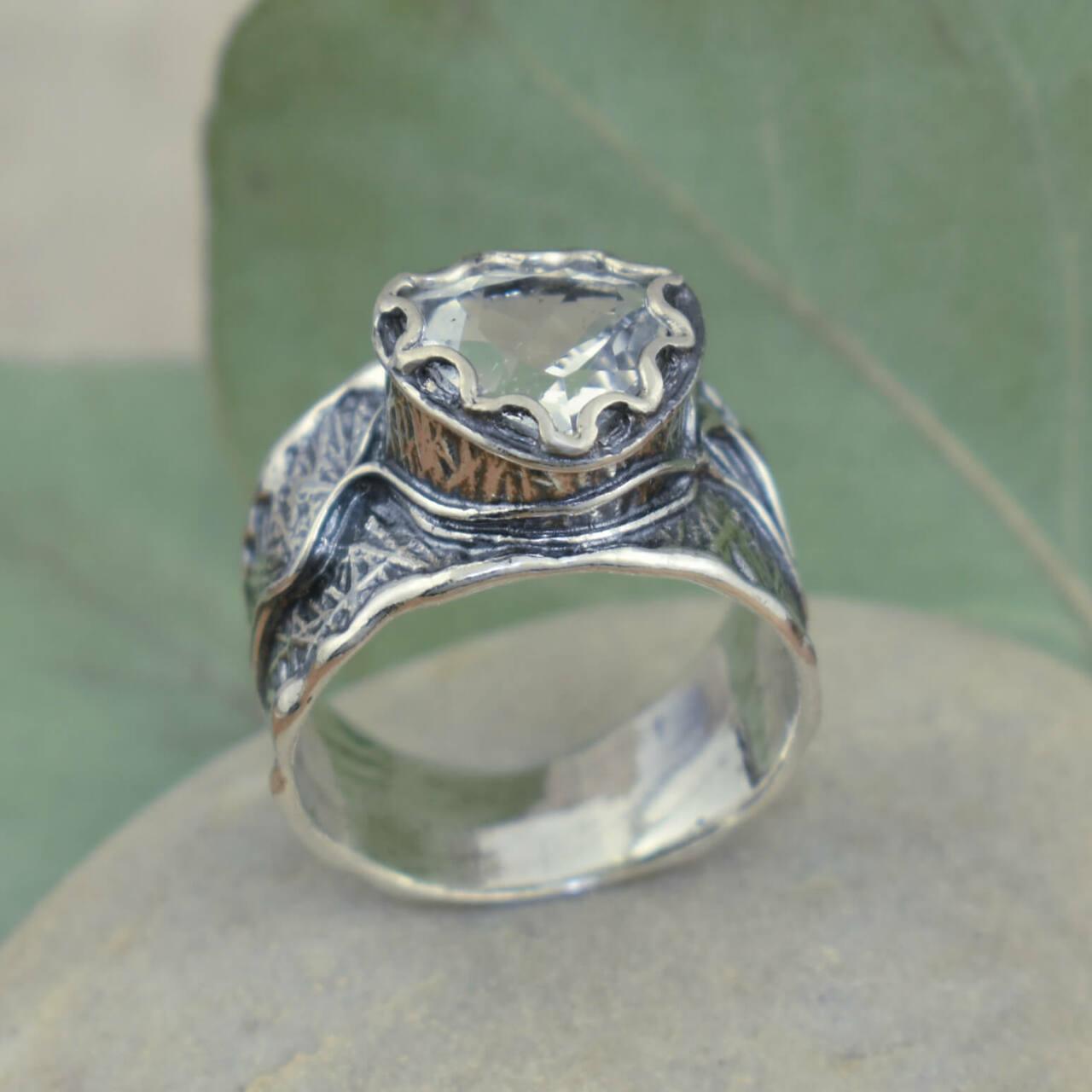 She's a Natural Ring in sterling silver and white topaz