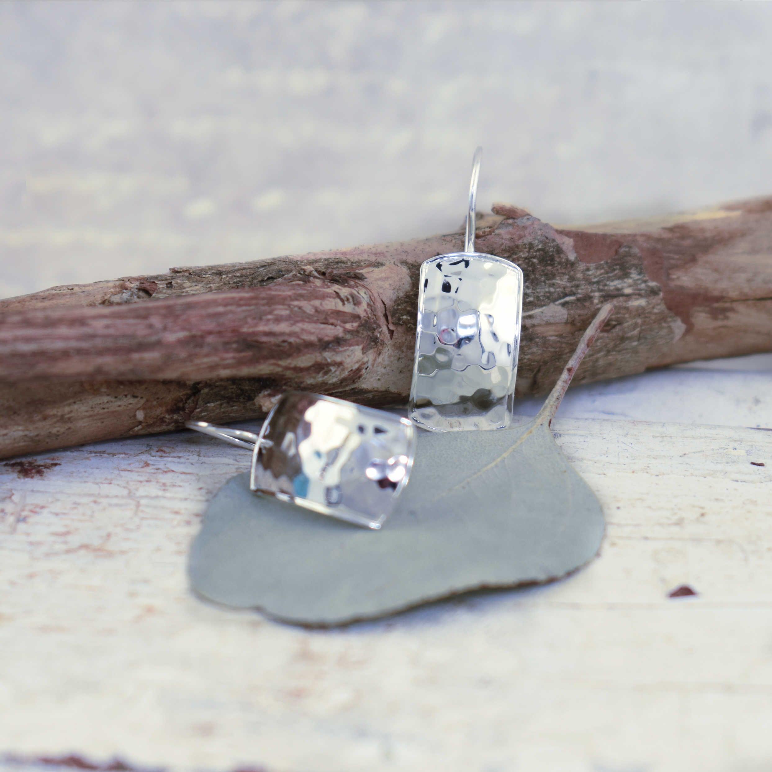 .925 Sterling silver earrings with a hammered finish