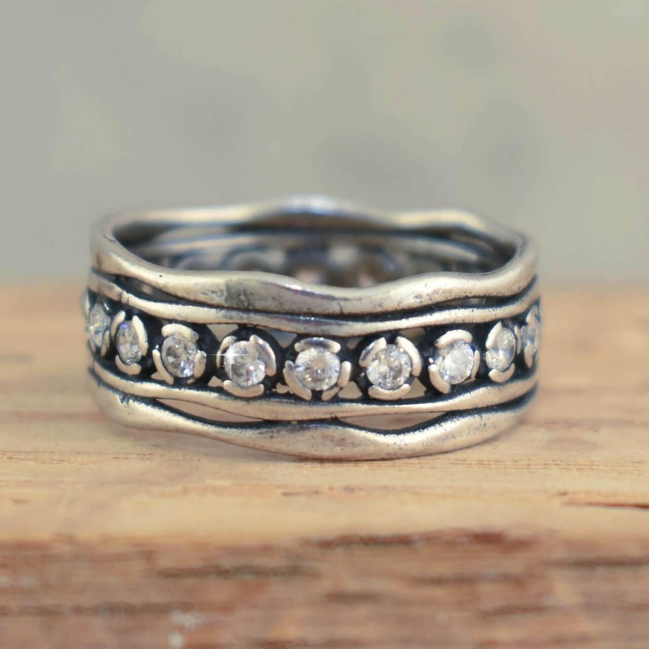 Handcrafted sterling silver Glisten Up Girl Ring 