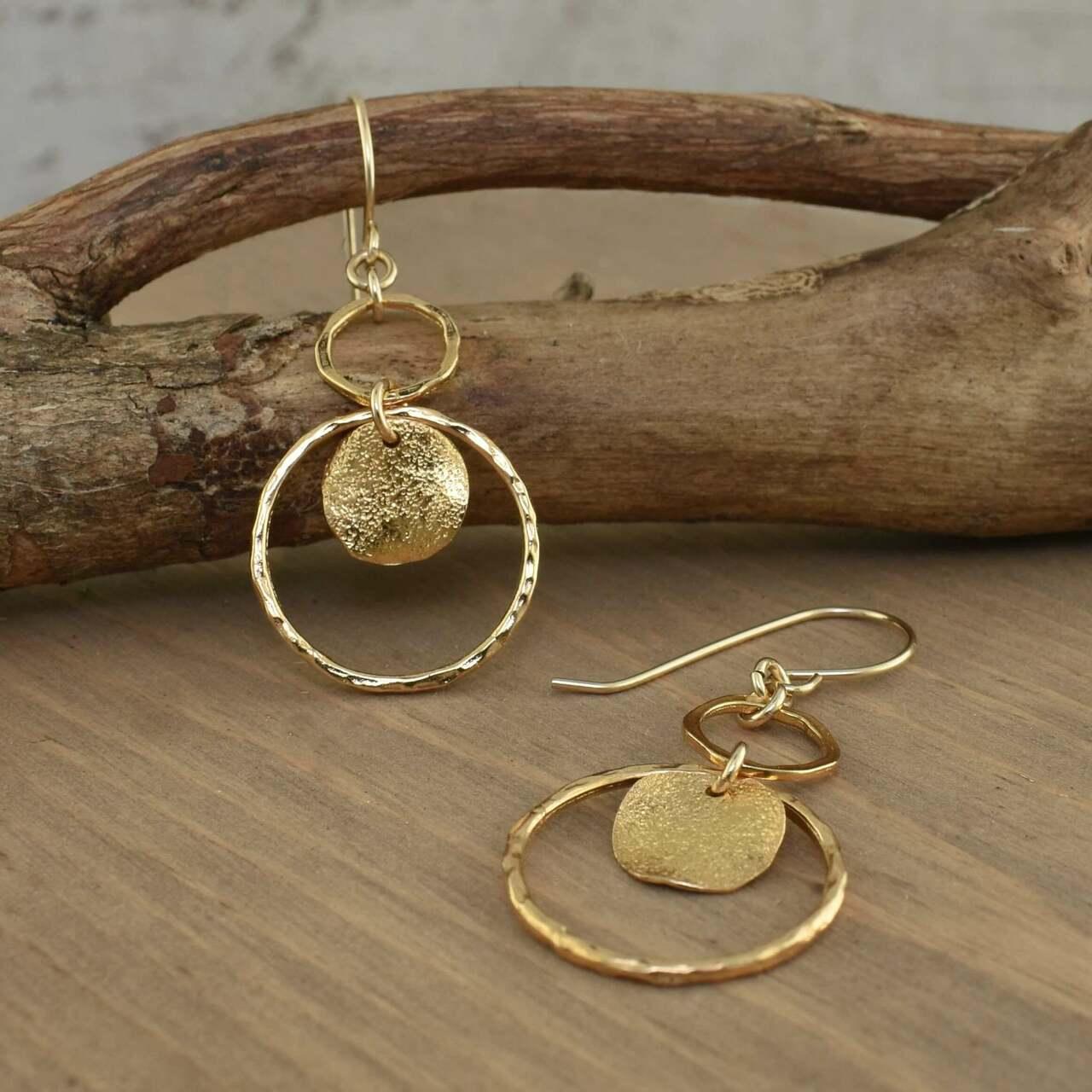 Gold vermeil circle earrings on French wires