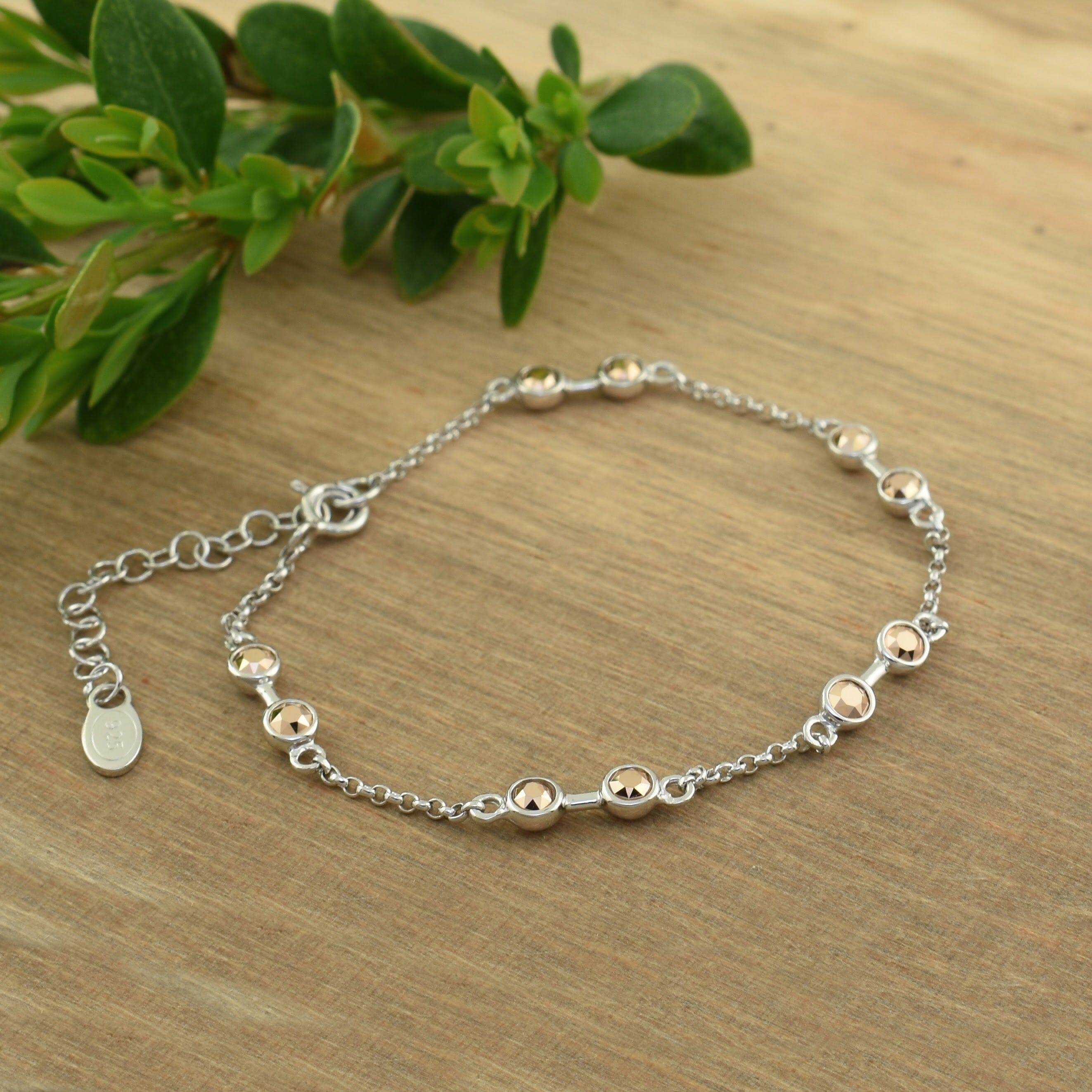 dainty sterling silver bracelet featuring fine Austrian crystal
