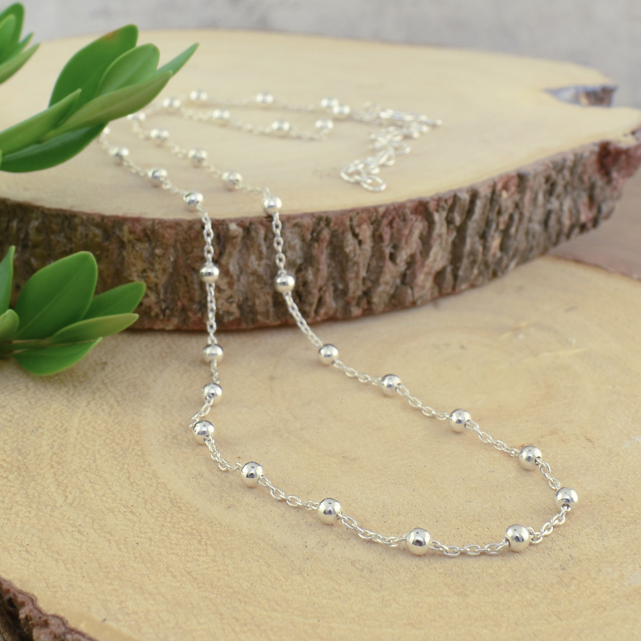 sterling silver bead chain
