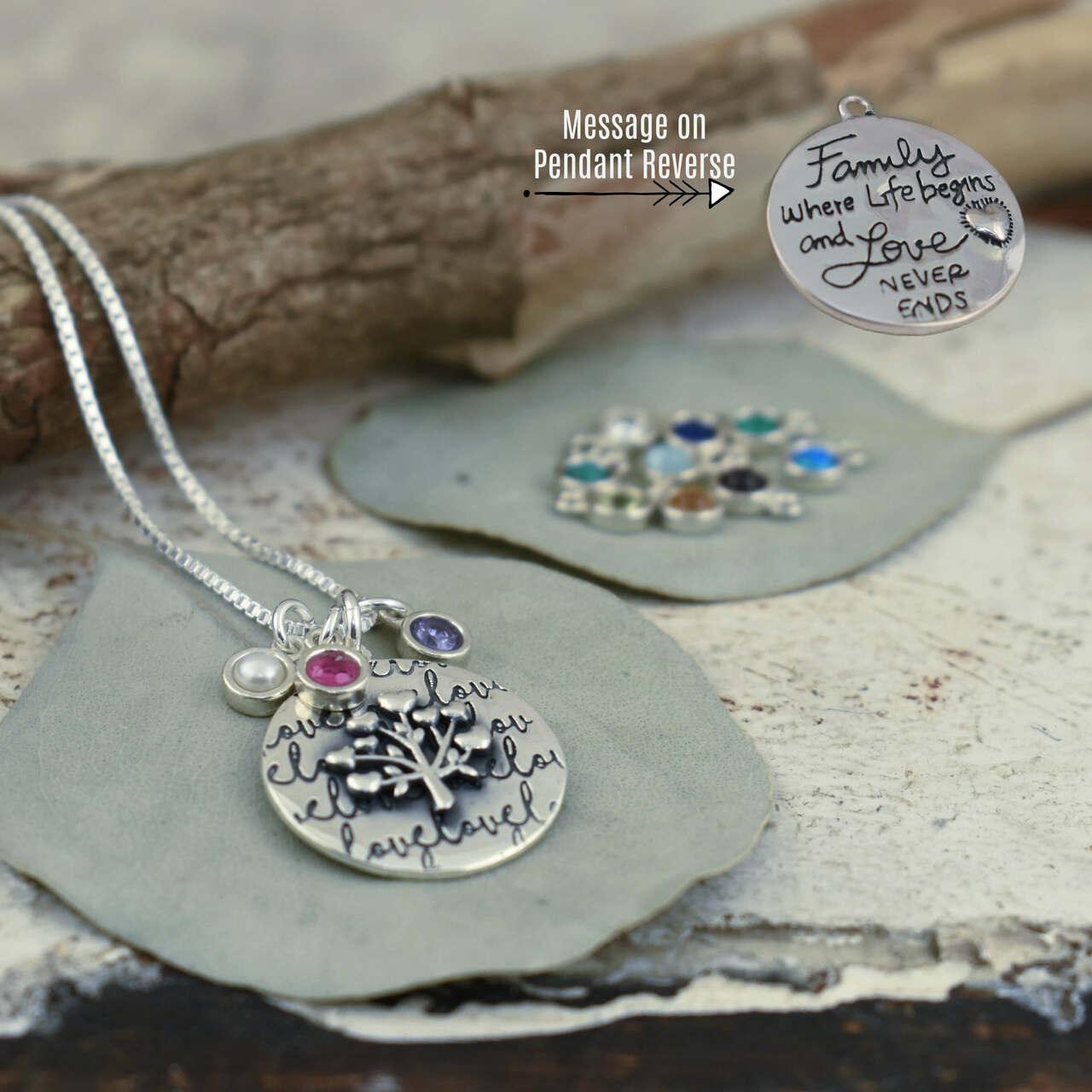 Love Never Ends Necklace with selected birthstone 