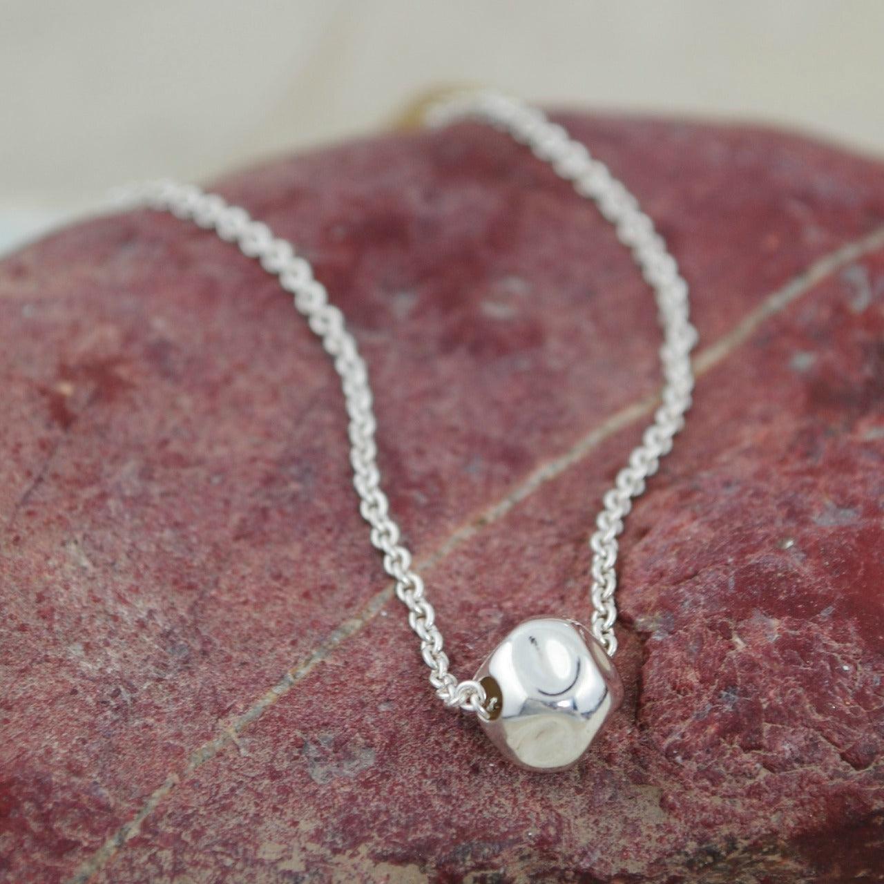 .925 sterling silver hammered bead necklace