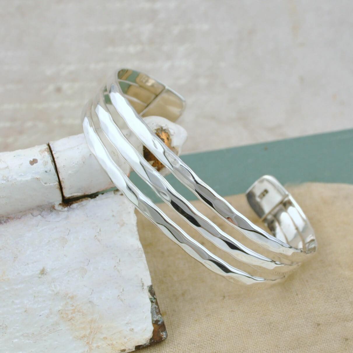 Adjustable silver cuff bracelet