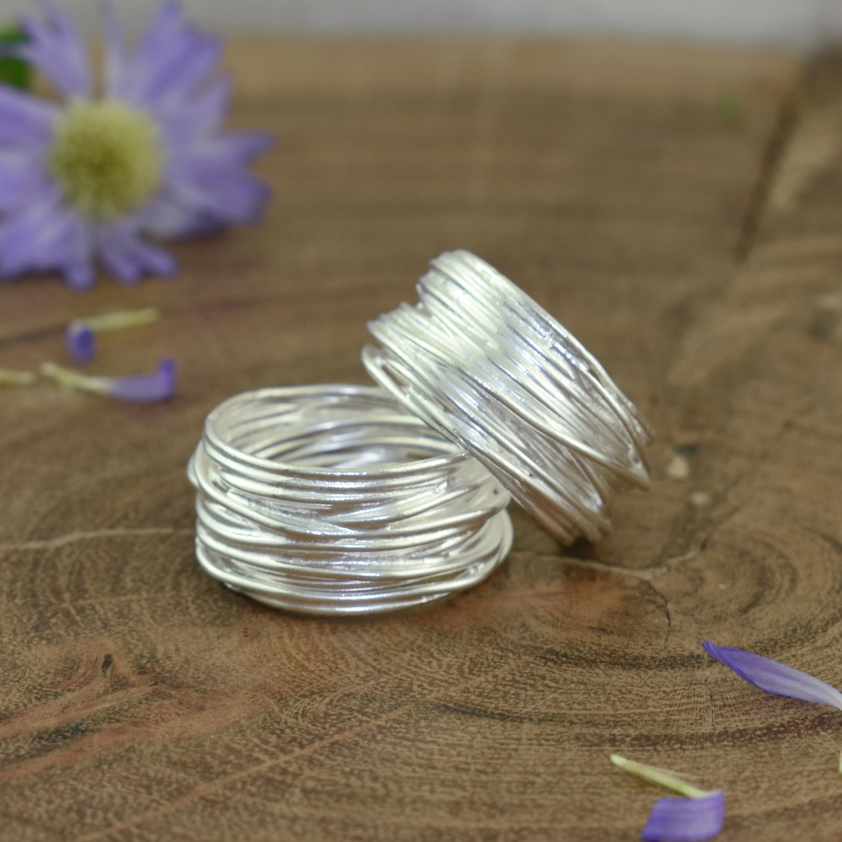 organic style woven rings