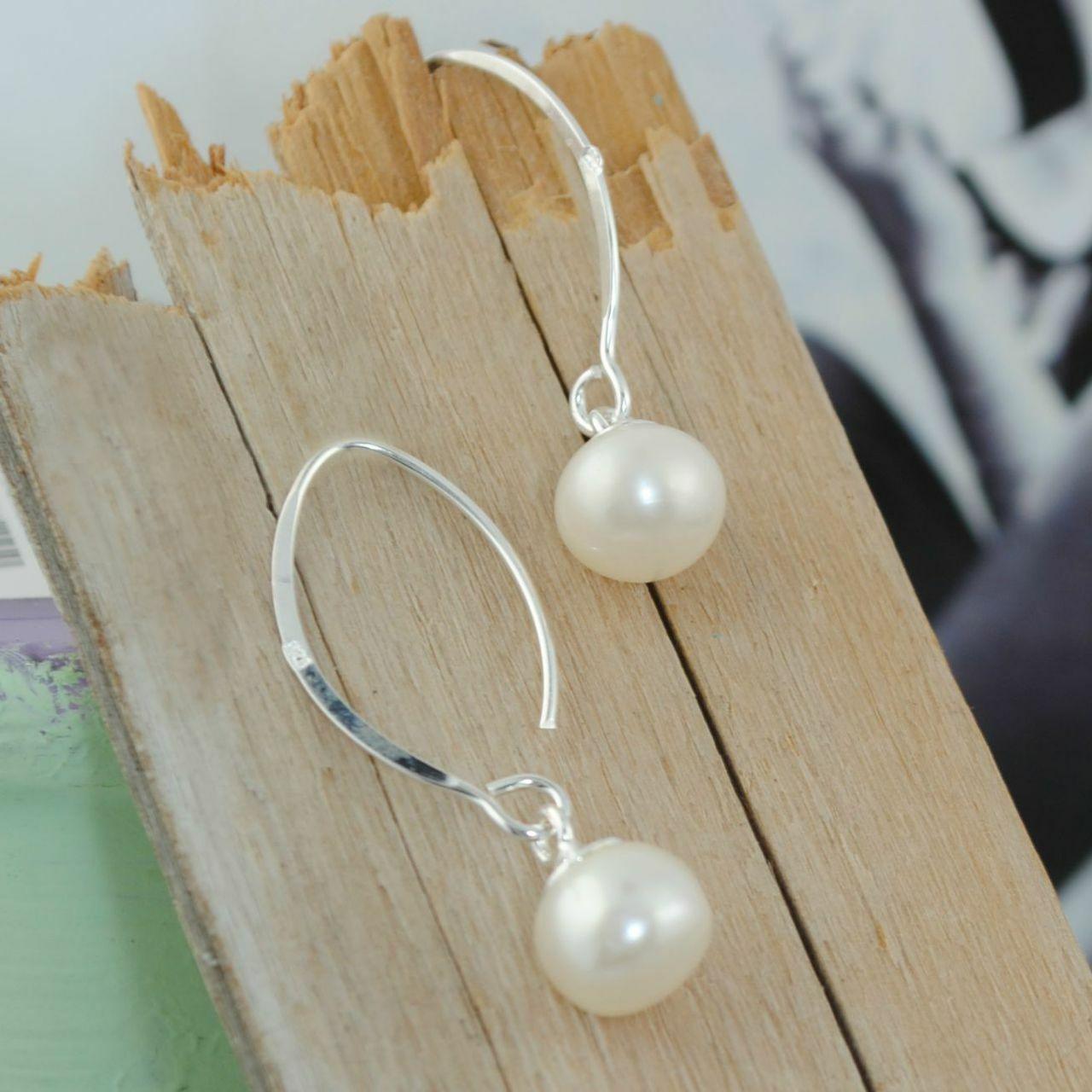 Handcrafted sterling silver and pearl earrings