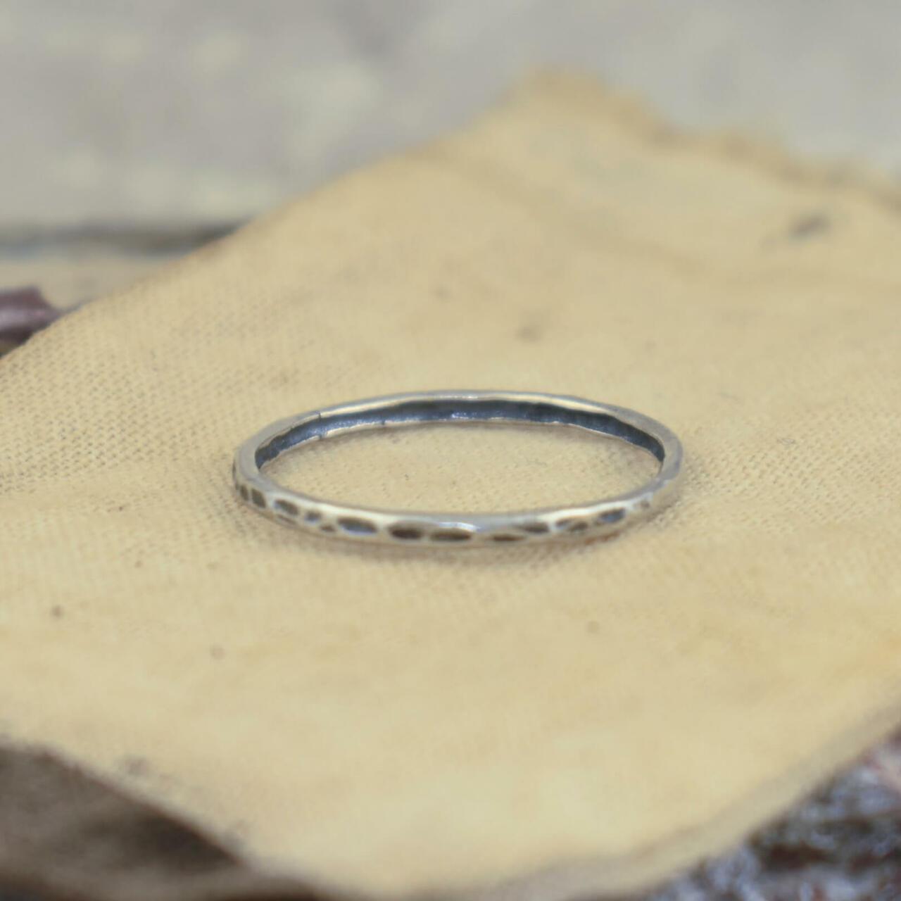 Antiqued sterling silver stack ring
