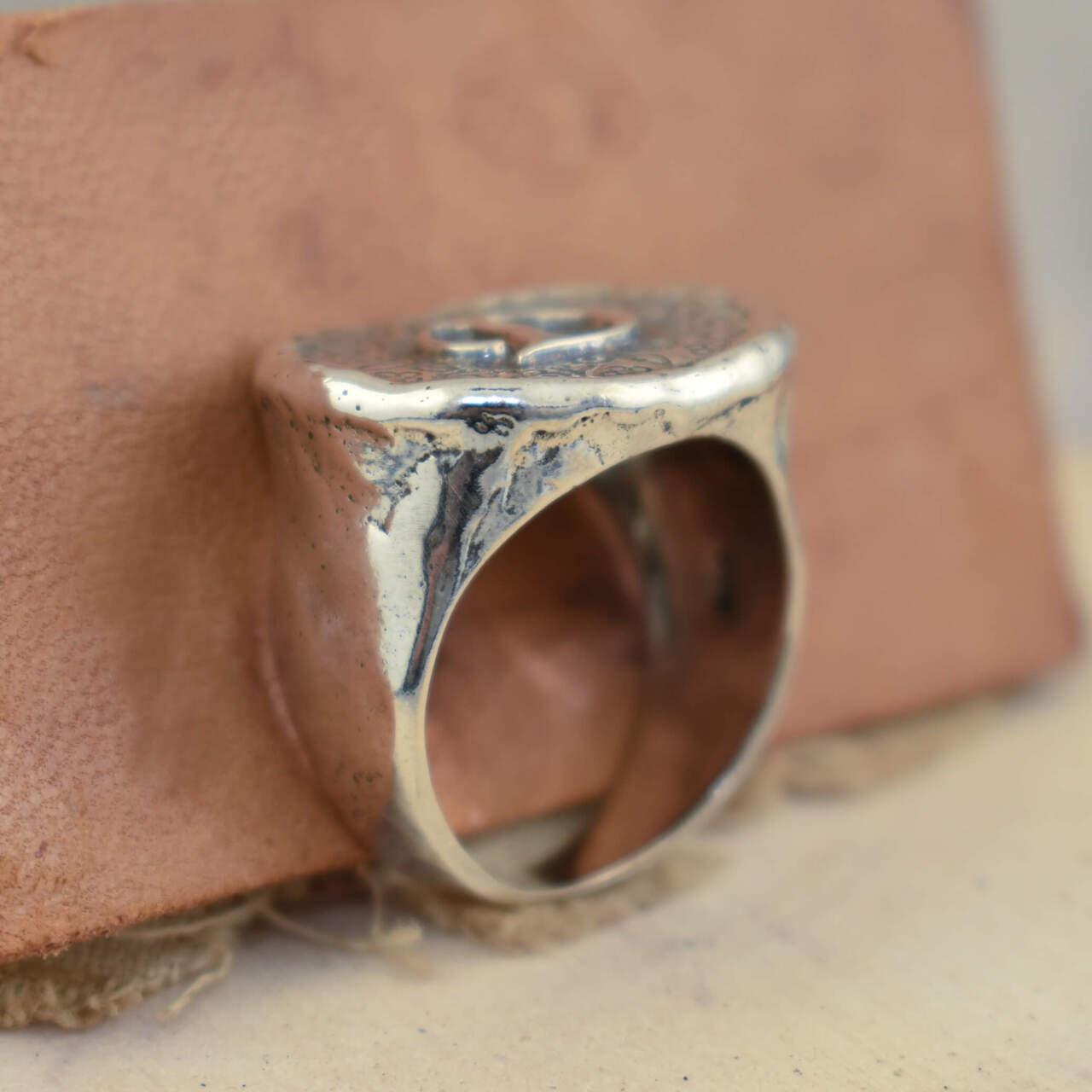 Chunky sterling silver ring with personalization