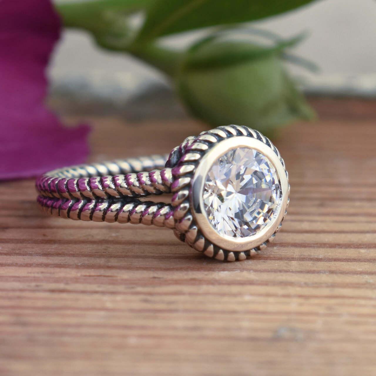 Designer sterling silver and cz ring Sail Away