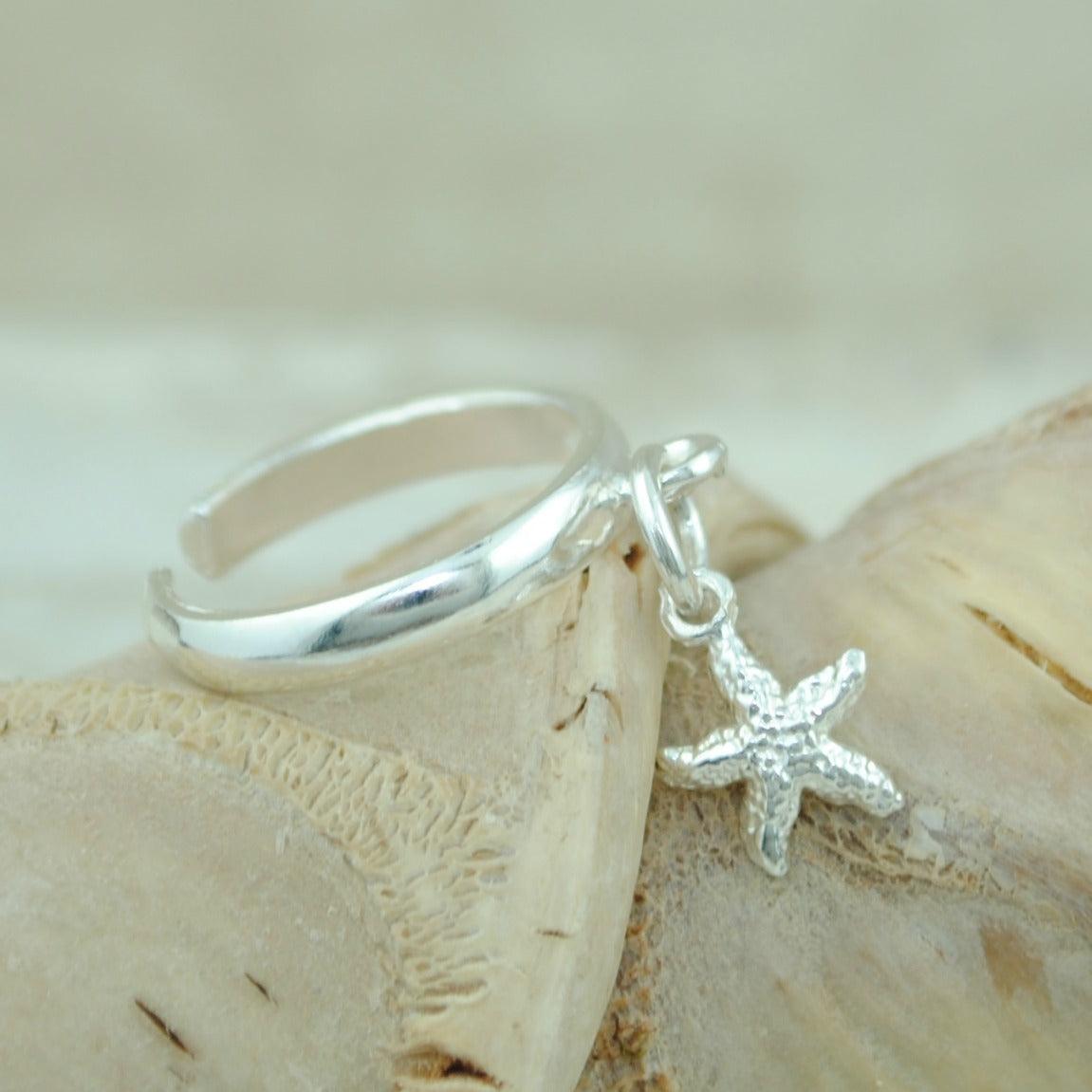 .925 sterling silver starfish toe ring