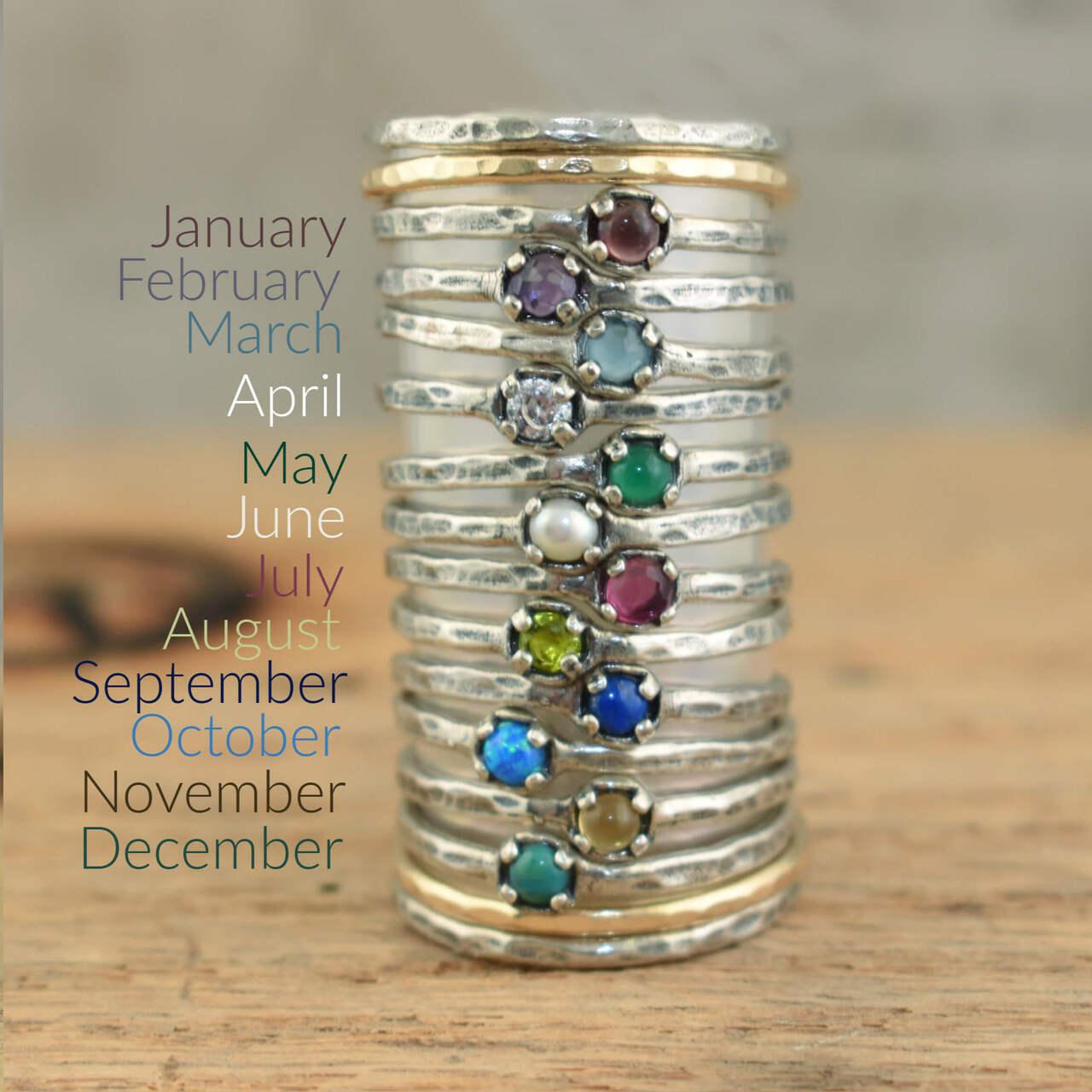 Birthstone color options for Whisper of Love Stackable Rings